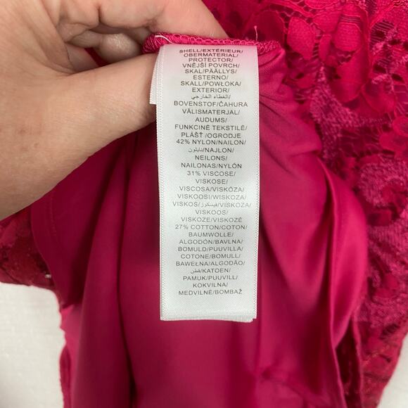 Adrianna Papell Warm Cherry Red Embroidered Lace Midi Dress Sz.2 NWT - Picture 14 of 15